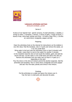 Lukewarm artichokes and ham Alchocofa temblada y jam&oacute;n Serves