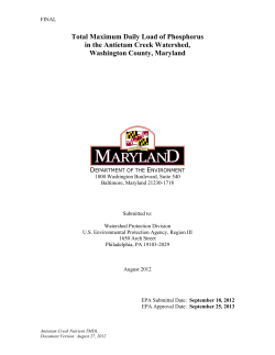 Total Maximum Daily Load of Phosphorus in the Antietam Creek