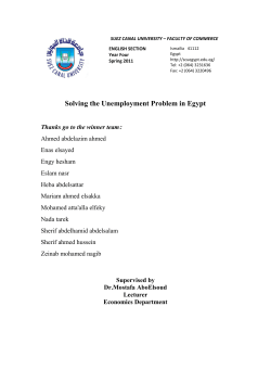 Solving the Unemployment Problem in Egypt