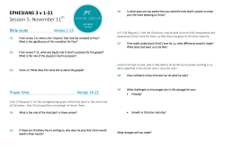 EPHESIANS 3 v 1-21 Session 5: November 11