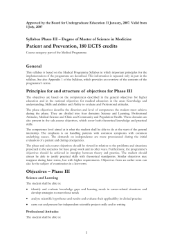 Patient and Prevention, 180 ECTS credits