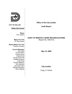 Audit of Monthly Bank Reconciliations