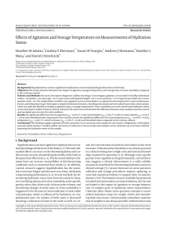 Effects of Agitation and Storage Temperature on Measurements of