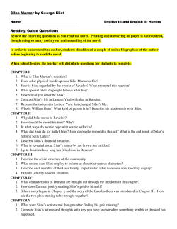 Silas Marner by George Eliot Reading Guide Questions Review the