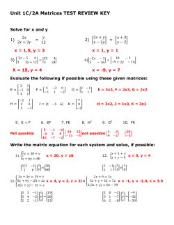 Unit 1C/2A Matrices TEST REVIEW KEY