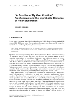 “A Paradise of My Own Creation”: Frankenstein and the