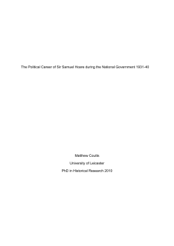 The Political Career of Sir Samuel Hoare during the National