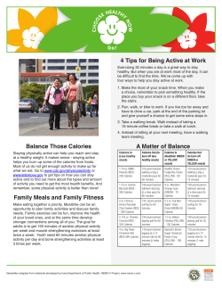 Balance Those Calories Family Meals and