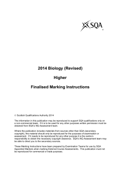 2014 Biology (Revised) Higher Finalised Marking Instructions