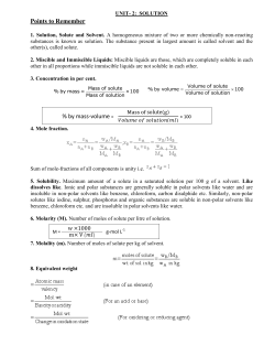 Points to Remember % by mass-volume =