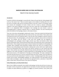 MARVIN HARRIS AND CULTURAL MATERIALISM