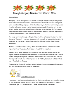 Raleigh Surgery Newsletter Winter 2016