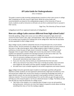 AP Latin Guide for Undergraduates