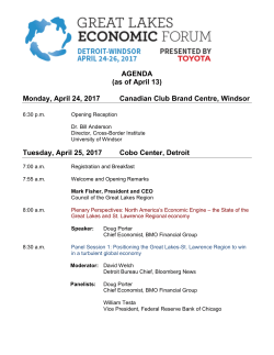 AGENDA (as of April 13) Monday, April 24, 2017 Canadian Club Brand