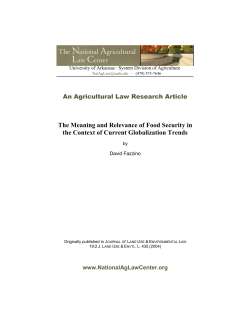 The Meaning and Relevance of Food Security in the Context of