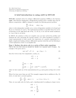 A brief introduction to using ode45 in MATLAB