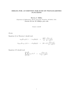 ERRATA FOR: AN IDENTITY FOR SUMS OF POLYLOGARITHM