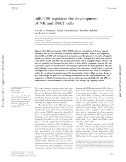 miR-150 regulates the development of NK and iNKT cells