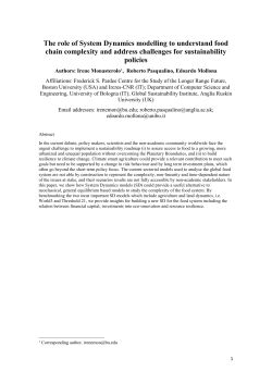 The role of System Dynamics modelling to understand food chain