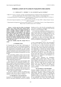 FORMULATION OF WATER IN PARAFFIN EMULSIONS