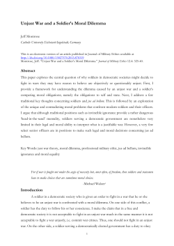 Unjust War and a Soldier`s Moral Dilemma