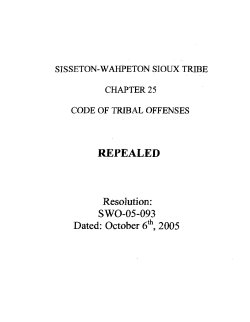 Code of Tribal Offenses - Repealed 10-05