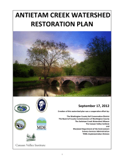 Antietam Creek &ndash; Watershed Restoration Plan