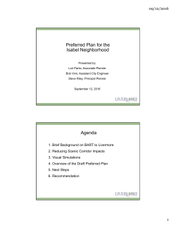 Preferred Plan for the Isabel Neighborhood Agenda