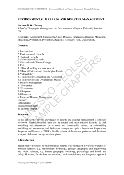 Environmental Hazards and Disaster Managemen