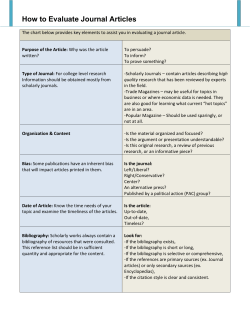 How to Evaluate Journal Articles