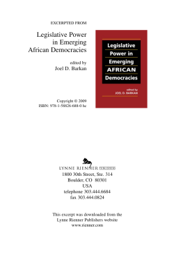 African Legislatures and the &ldquo;Third Wave&rdquo; of Democratization