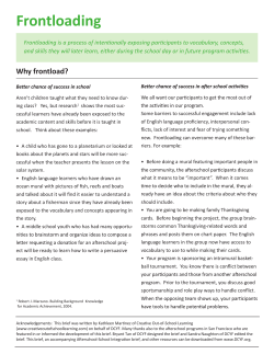 Frontloading - Department of Children, Youth and Their Families