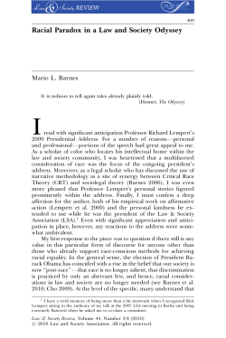 Racial Paradox in a Law and Society Odyssey