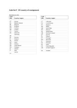 Code list 9 EU country of consignment