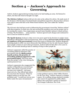 Section 4 &mdash; Jackson`s Approach to Governing