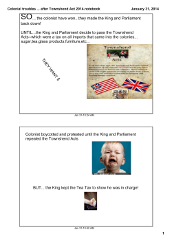 Colonial troubles after Townshend Act 2014.notebook