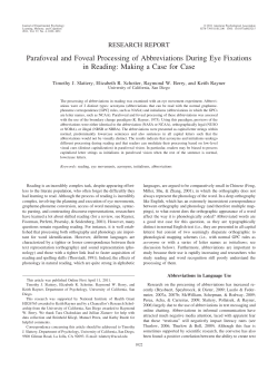 Parafoveal and Foveal Processing of Abbreviations During Eye