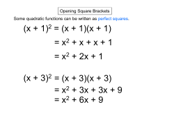 Quadratic Equations Completing the Square (a)