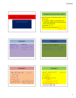 R.4 part 1 &ndash; Factoring Polynomials Greatest Common Factor (GCF