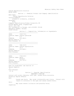 Material Safety Data Sheet Sodium Hypochlorite Solution MSDS