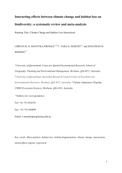 Interacting effects between climate change and habitat loss on