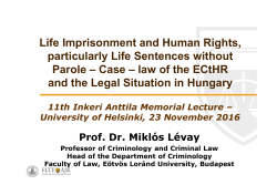 Life Imprisonment and Human Rights, particularly Life