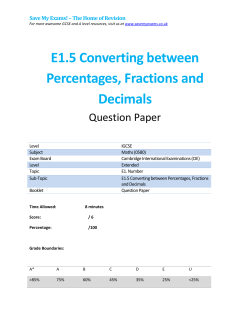 E1.5 Converting between Percentages, Fractions and Decimals