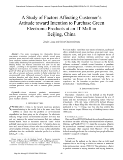A Study of Factors Affecting Customer`s Attitude toward Intention to