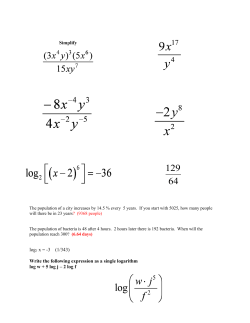 log7 x = -3 (1/343) Write the following expression as a single