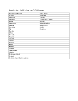 Countries where English is the primary/official language: Antigua