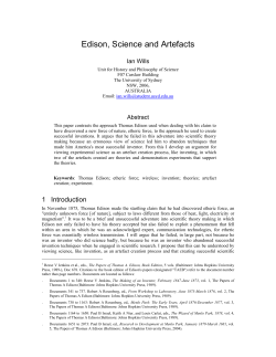Edison, Science and Artefacts - Philsci