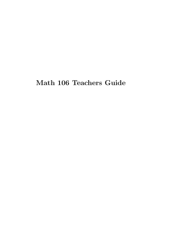 Math 106 Teachers Guide