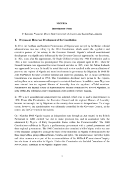 The Federal Republic of Nigeria Country Report