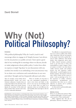 (Not) Political Philosophy? - Institute for Governance and Policy
